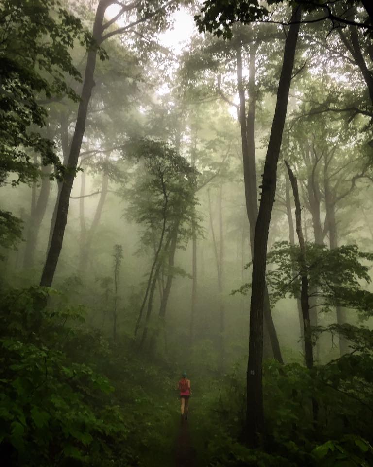 Ashley Arnold runs through a "tunnel of green."